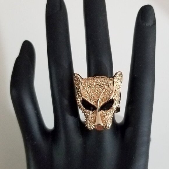 Lion Panther Cat Gold Tone Ring Size 6 Unisex New - Picture 14 of 16